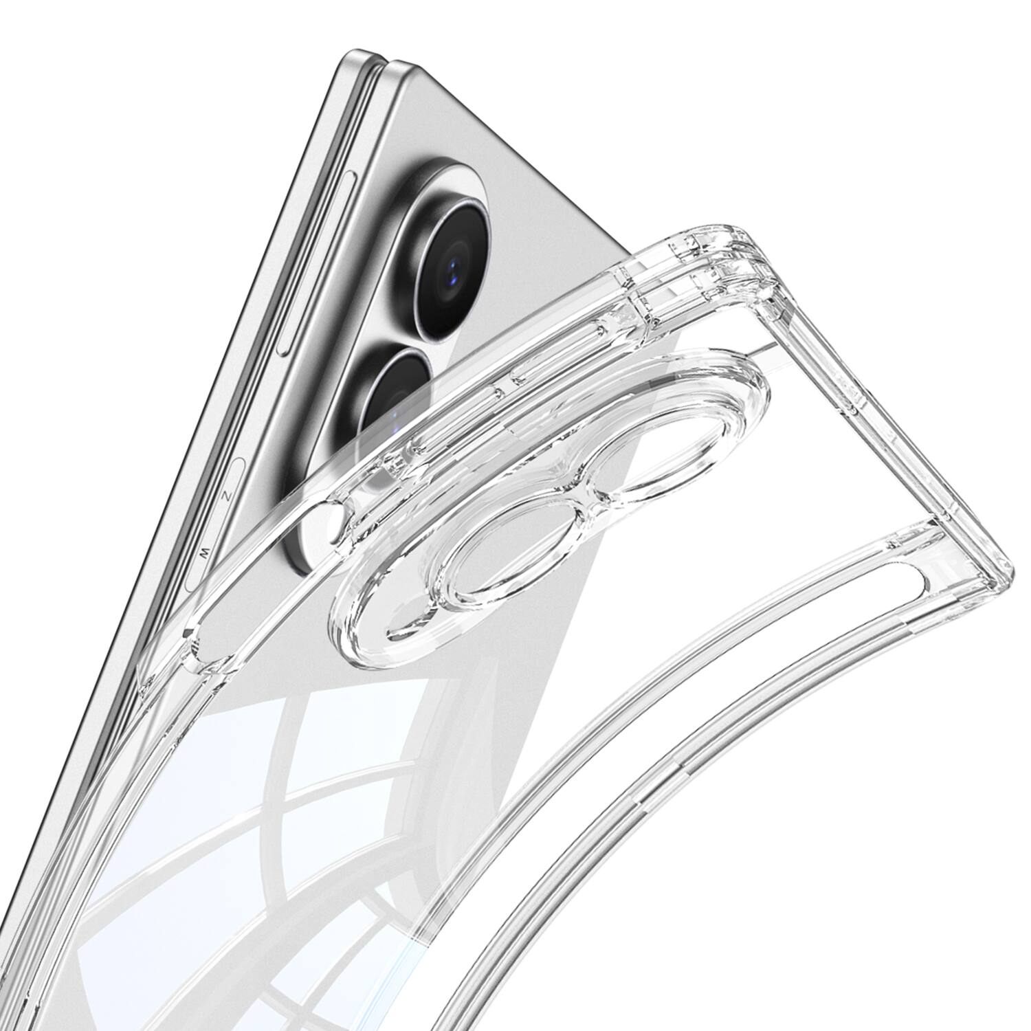 Alt View 1. Dteck - for Samsung Galaxy Z Fold8 Magnetic Hinge Protection Case,Glossy Clear Acrylic Back Cover,Slim Flat Shockproof Shell - Black.