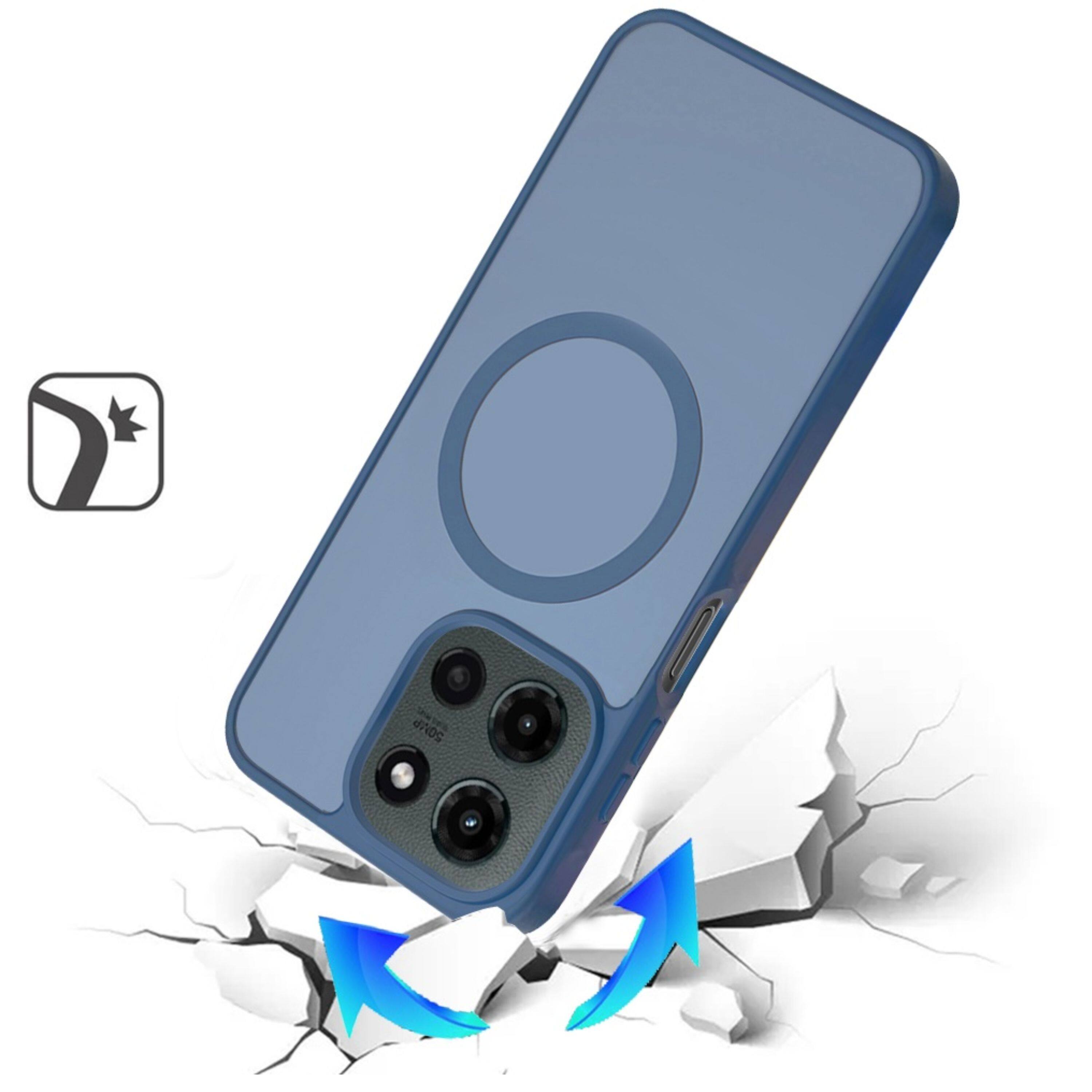 Left. Kitcheniva - Minimalist Magnetic Translucent Case With Tempered Glass For Moto G Stylus 2025 / 2026 Navy Blue - Navy Blue.