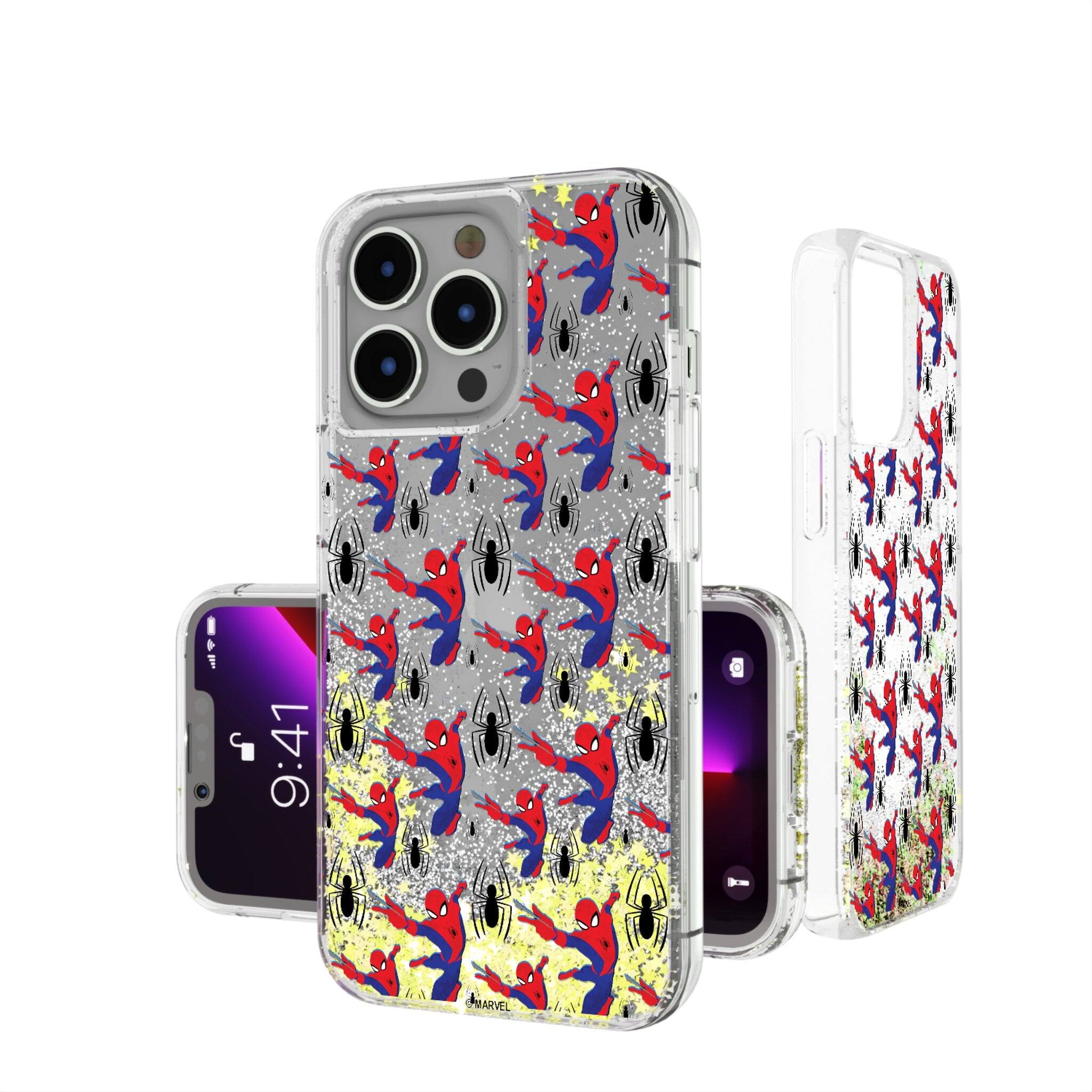 Keyscaper - Marvel Pattern Glitter Phone Case - Apple iPhone 13 Pro - Spider-Man