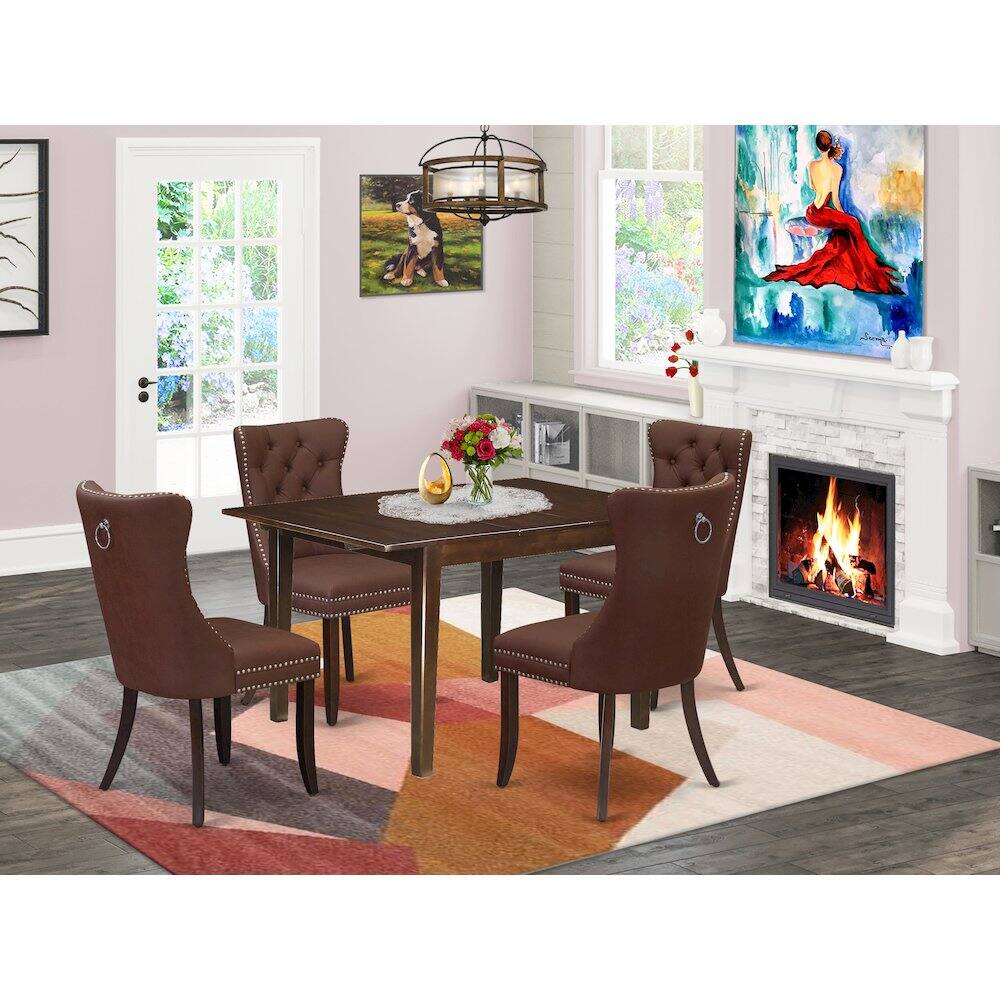 Alt View 9. East West Furniture - 5 Piece Kitchen Table Set - Red.