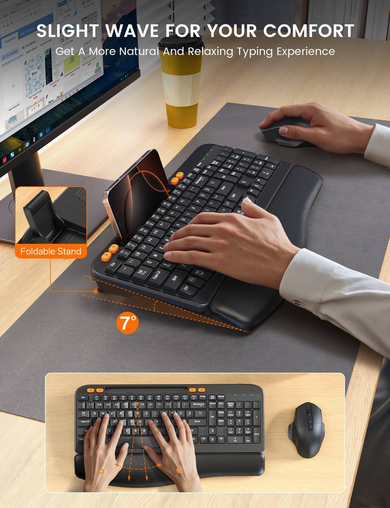 SLIGHT WAVE FOR YOUR COMFORT  
Templates Templates Get A More Natural And Relaxing Typing Experience  
Foldable Stand  
F BB , F f K = - 25 M P = K F7 0 C on TC - Y 14 8 5% 45 R or E 2@ M Q GET : Caps Shift + x K E R 7 - a a T " TV A " 2 . n = " - PM " F12 - hause " 10 " 41 4% 4 " N DI - DE 122 , Fall Cape Cil 0 n I : T C M H a - K A II a u now in Ports agos g - , I * VIII 4 > 2 V 5 N Y 1 I int 2 a - - . i . , .. - 0