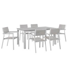 Modway - Maine 7-Piece Outdoor Patio Dining Set - White Light Gray