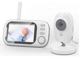 Cluzine - 720P Baby Monitor, 3.5" LCD 2.4GHz Wireless Camera with Two-Way Audio, Cry Detection, Temperature Alarm, Night Vision