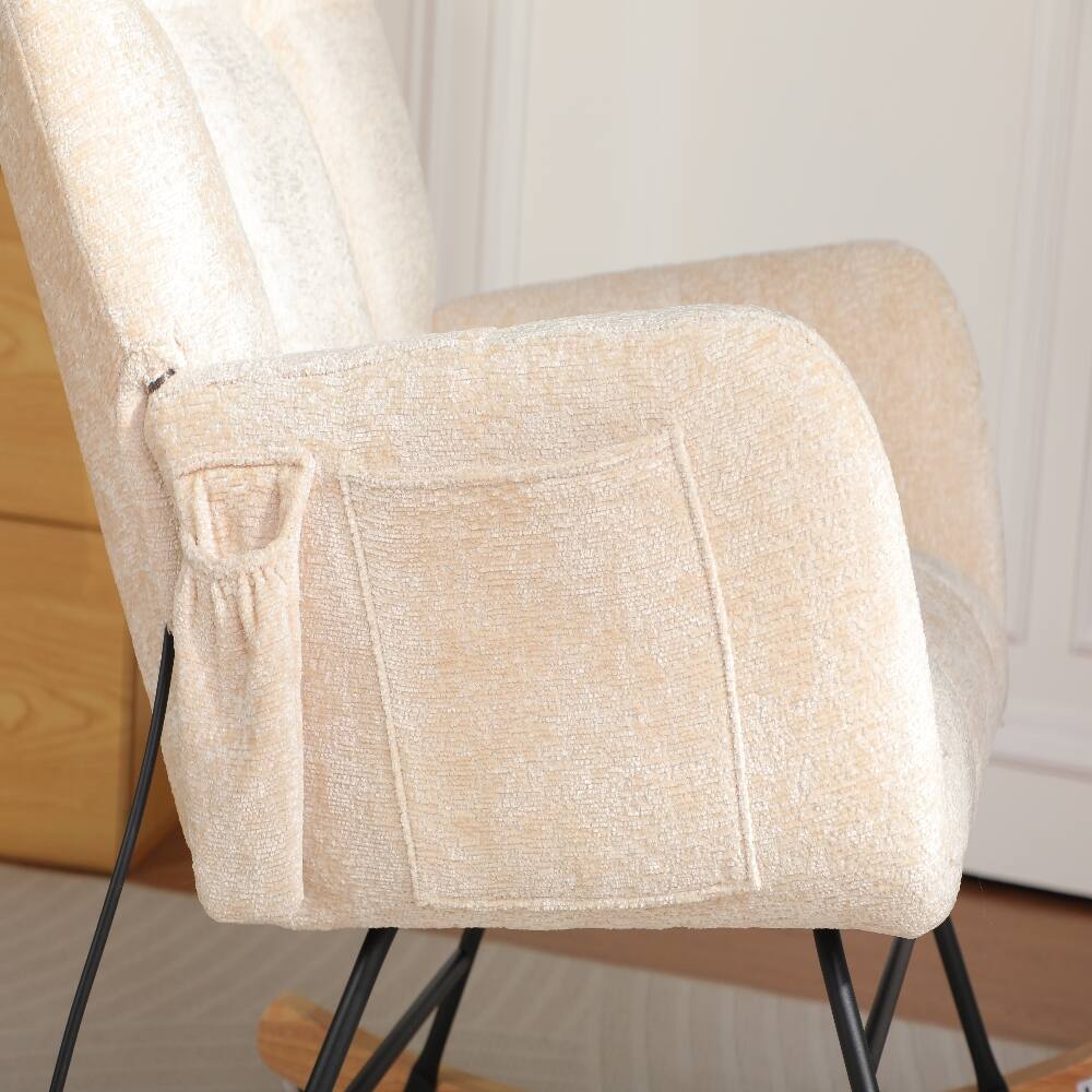 Alt View 7. Loheer - Loheer Modern Maternity Nursery Rocking Chair, Chenille Upholstered High Back Glider with Airbag Lumbar Support, Beige - Beige.