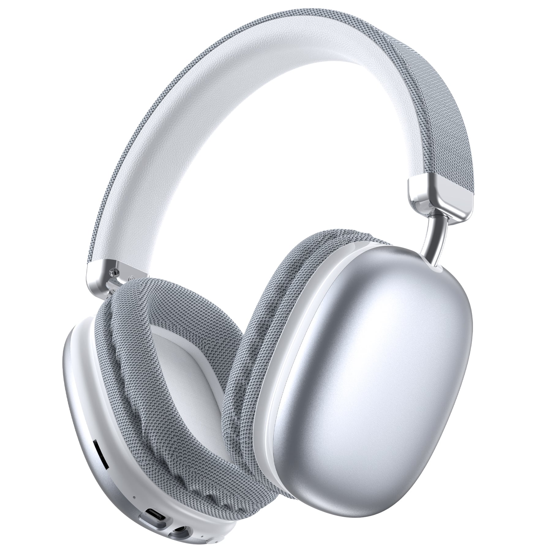 Front. VEAT00L - Wireless Bluetooth Headphones,40 Hrs Playtime Wireless Over-Ear Headphones,4 Mics ENC Noise Cancelling for Clear Calls - silvery.