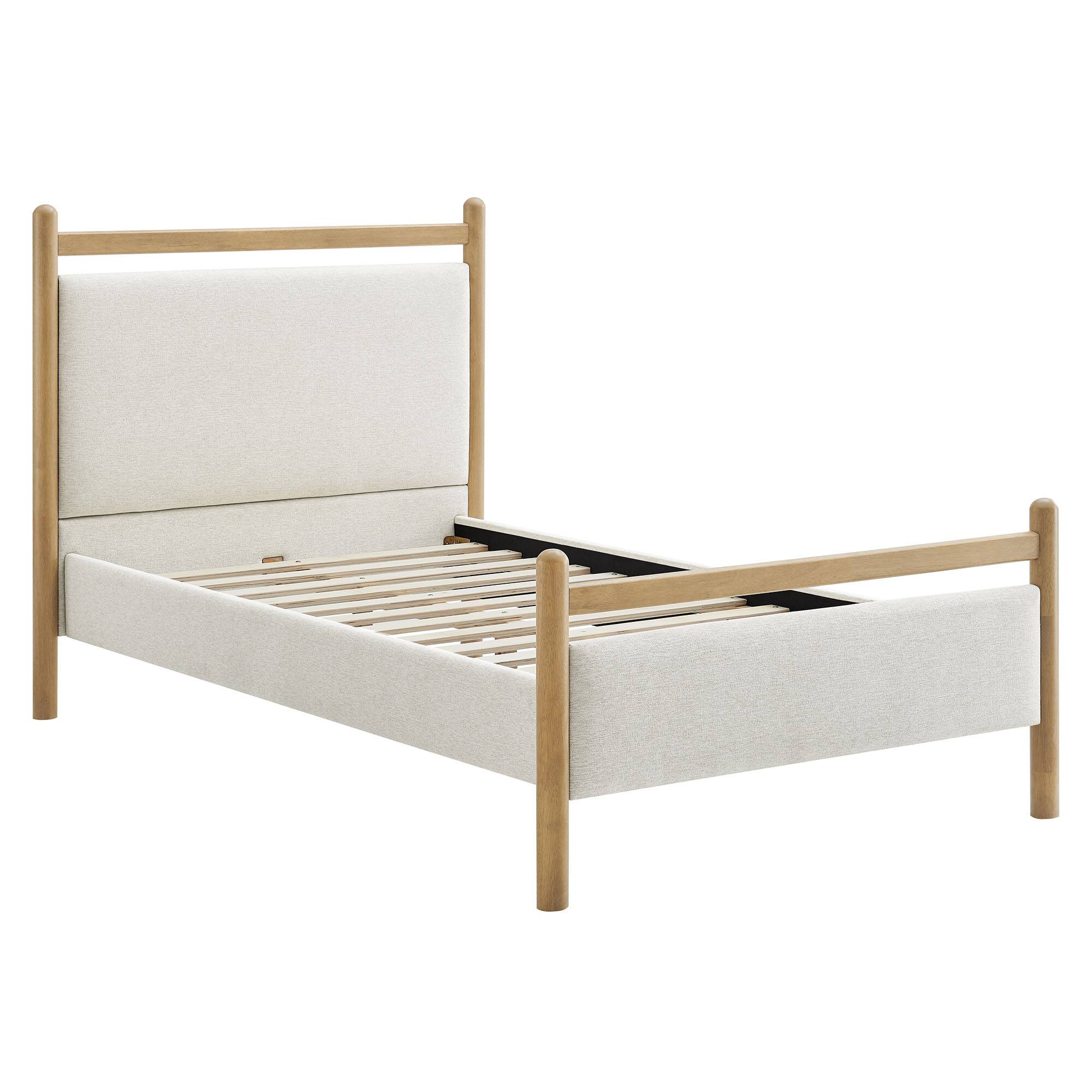 Angle. Modway - Ginny Platform Bed Frame by Modway - Light Oak Heathered Ivory.