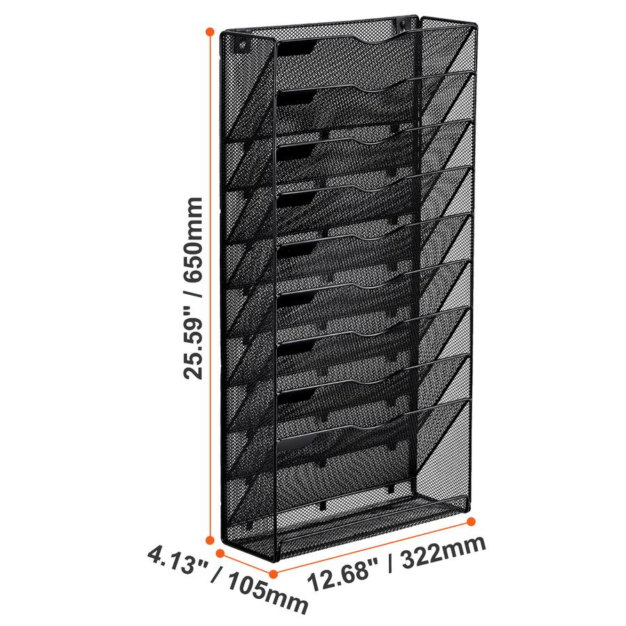 VEVOR File Wall Rack, One Piece 10 Pockets Mesh Wall File Holder, Wall ...