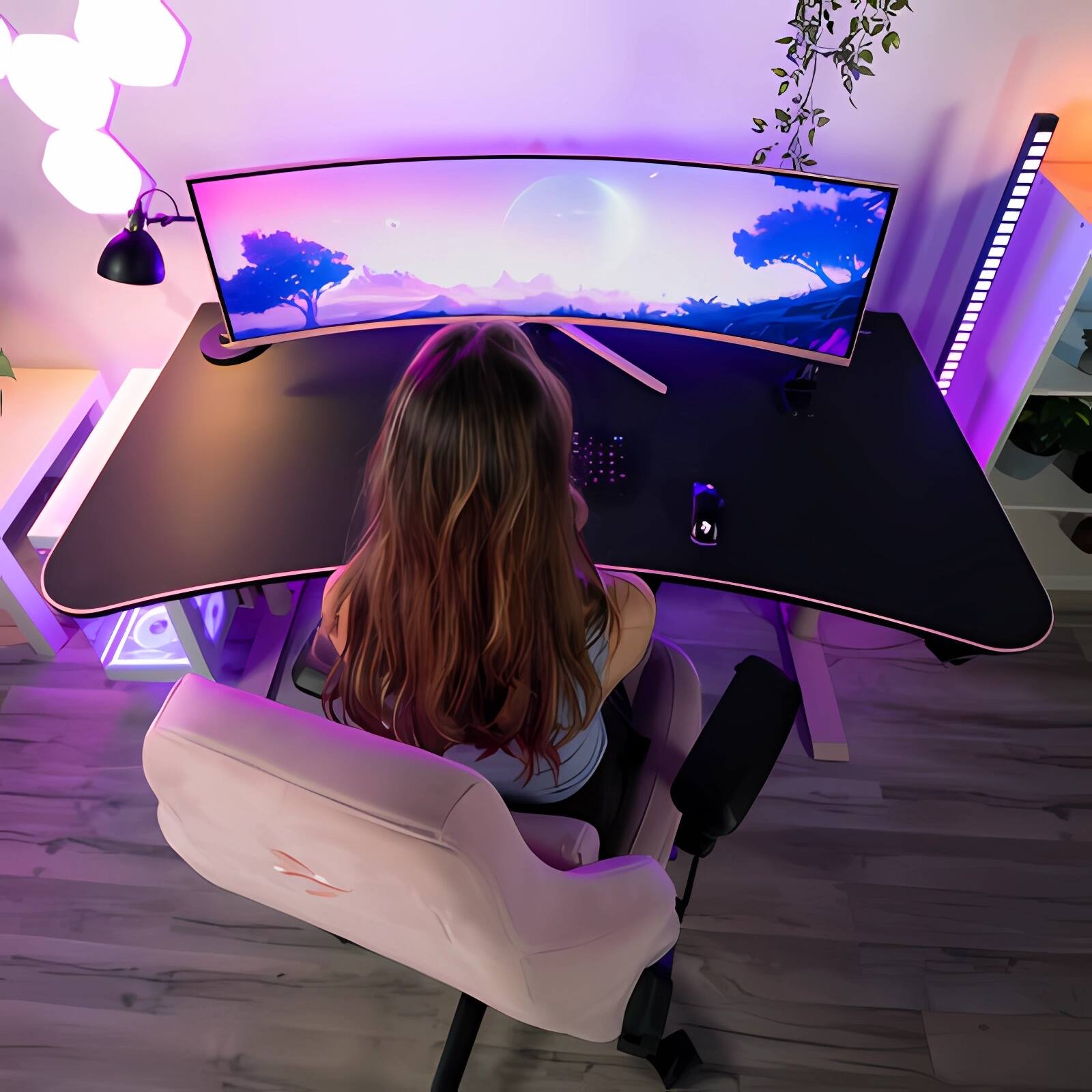 Alt View 1. Arozzi - Arozzi – Nova 49" Curved VA Dual QHD 165Hz Super Ultrawide Gaming Monitor – Pink - Pink.