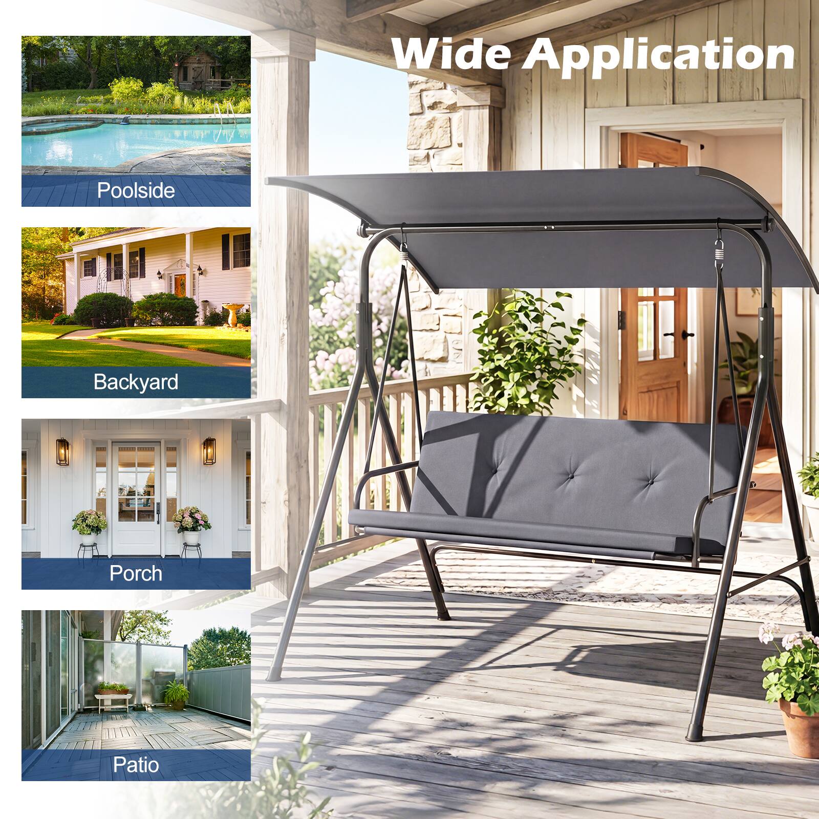Wide Application  
- Poolsides  
- Backyard  
- Porch  
- Patio