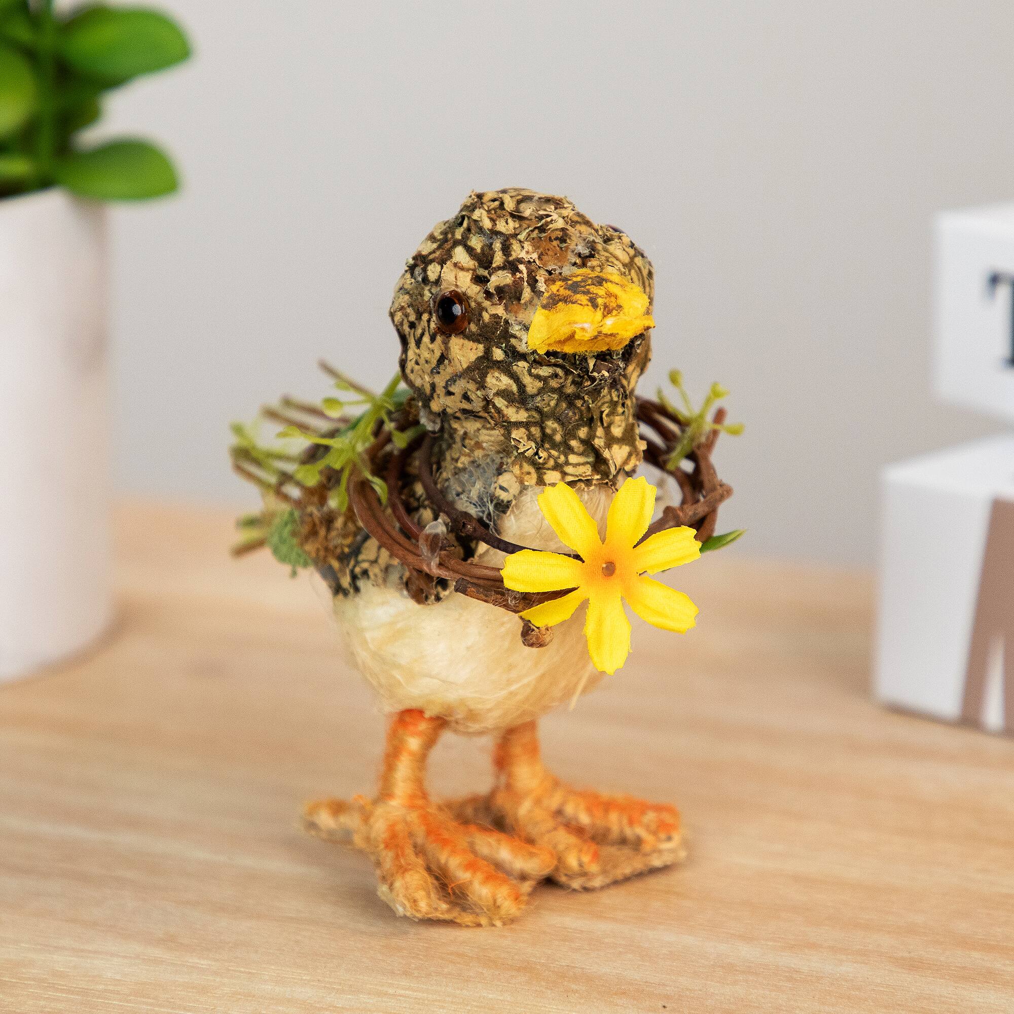 Front. Northlight - Standing Spring Floral Duck Figurine - 4.25" - Brown.