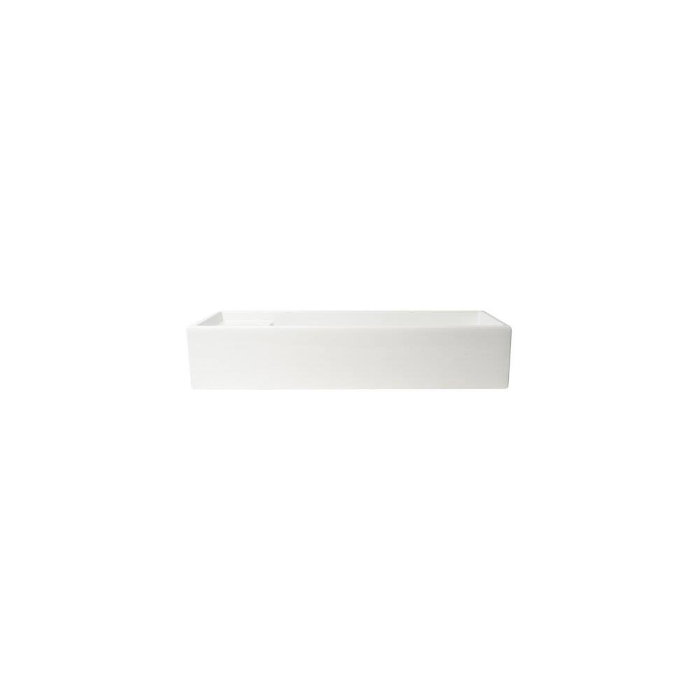Alt View 1. Alfi - 39" White Above Mount Fireclay Bathroom Trough Sink - White.
