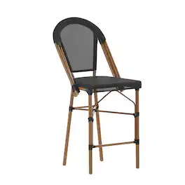 Flash Furniture - Marseille Stackable Indoor/Outdoor Bistro 26" High Counter Height Stool, Commercial Grade, and Bamboo Finish - Black