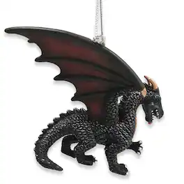 OrnamentallyYou - Fierce Mystical Black Dragon Ornament Mythical Creature Gothic Fantasy - Multi-colored