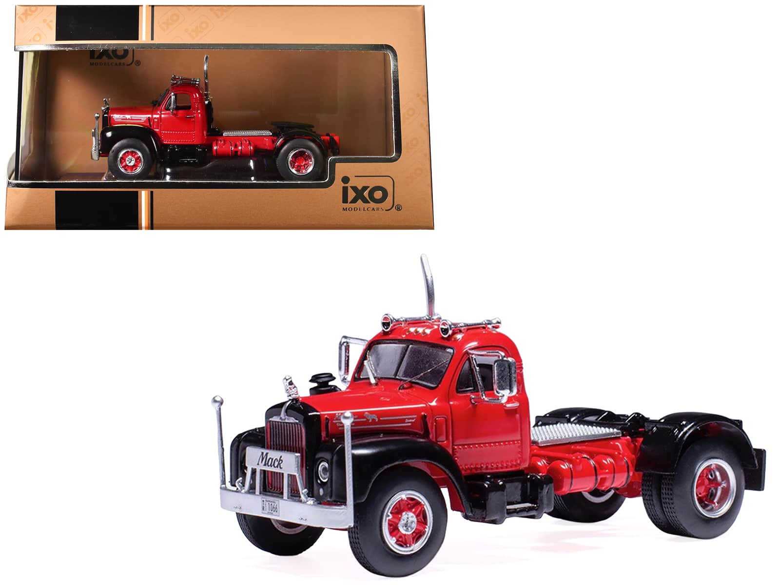 1953 Mack B 61 Truck Tractor 1/64 Diecast Model by IXO Models - Red and Black