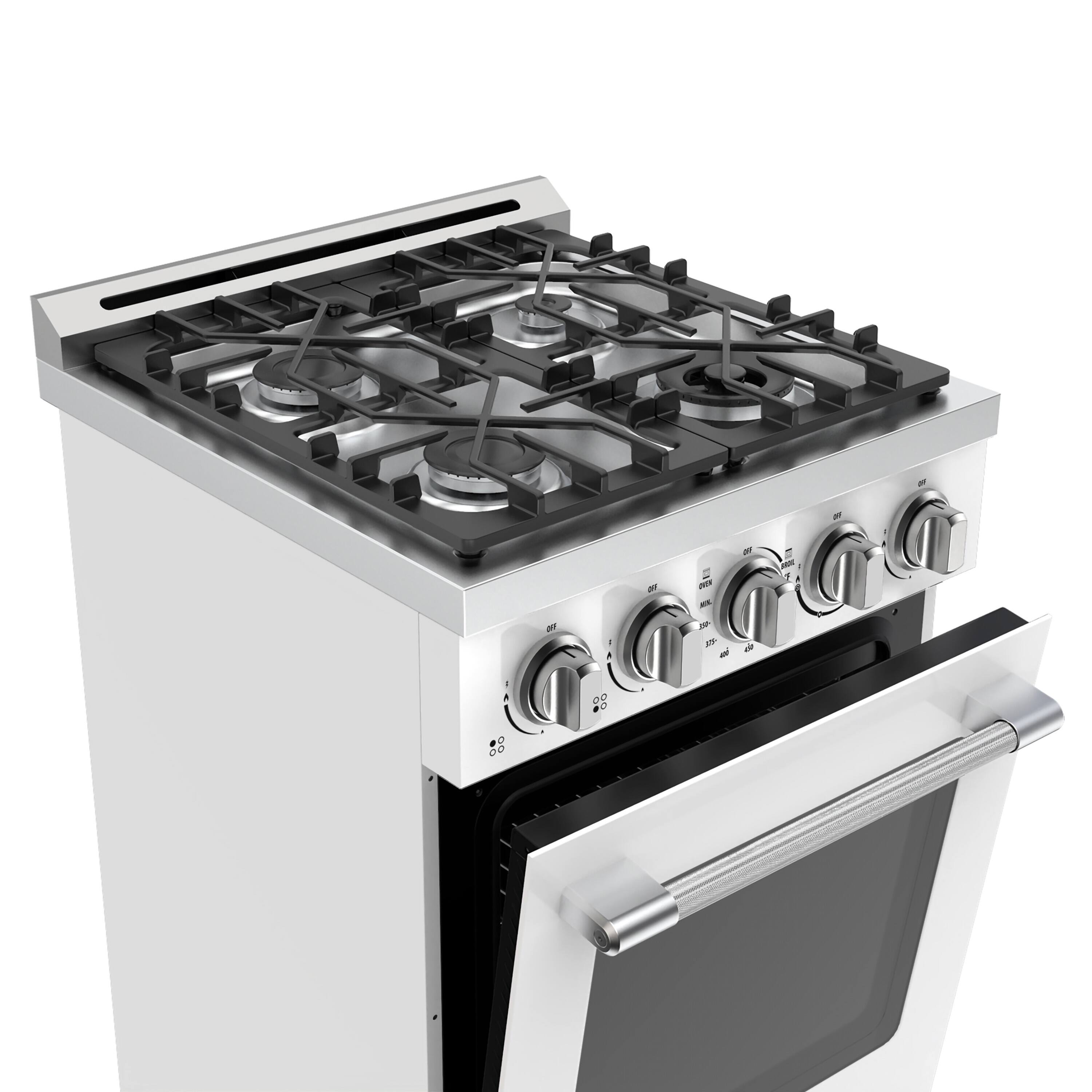Alt View 3. Unique Appliances - Off-Grid 24 in. Wide 4 Burner 3.75 Cu. Ft. Freestanding LP Gas Range with Waist-High Broiler and Manual Clean in White - White.