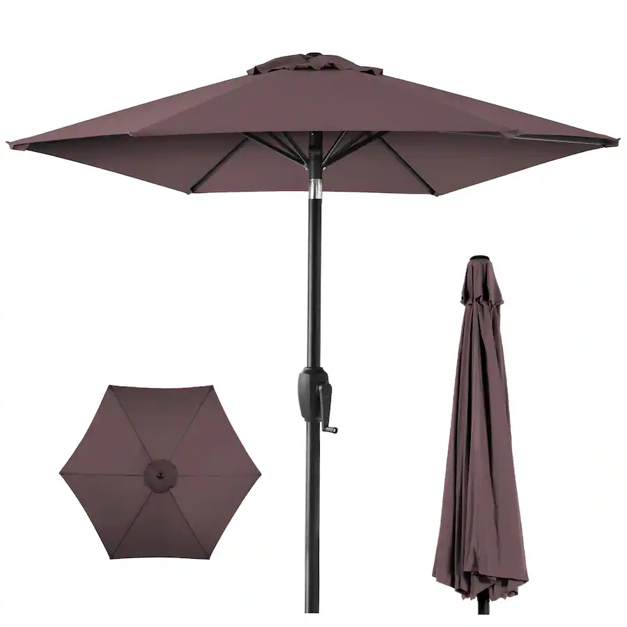 Push Button Support Best Choice Products 7.5ft Heavy Duty Outdoor Market Patio Umbrella w ...