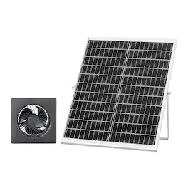 VEVOR - Solar Powered Fan, 25W Solar Panel with 220 CFM Airflow, Adjustable Panel Angle, 2030 RPM High-Speed, Flexible Install - Black