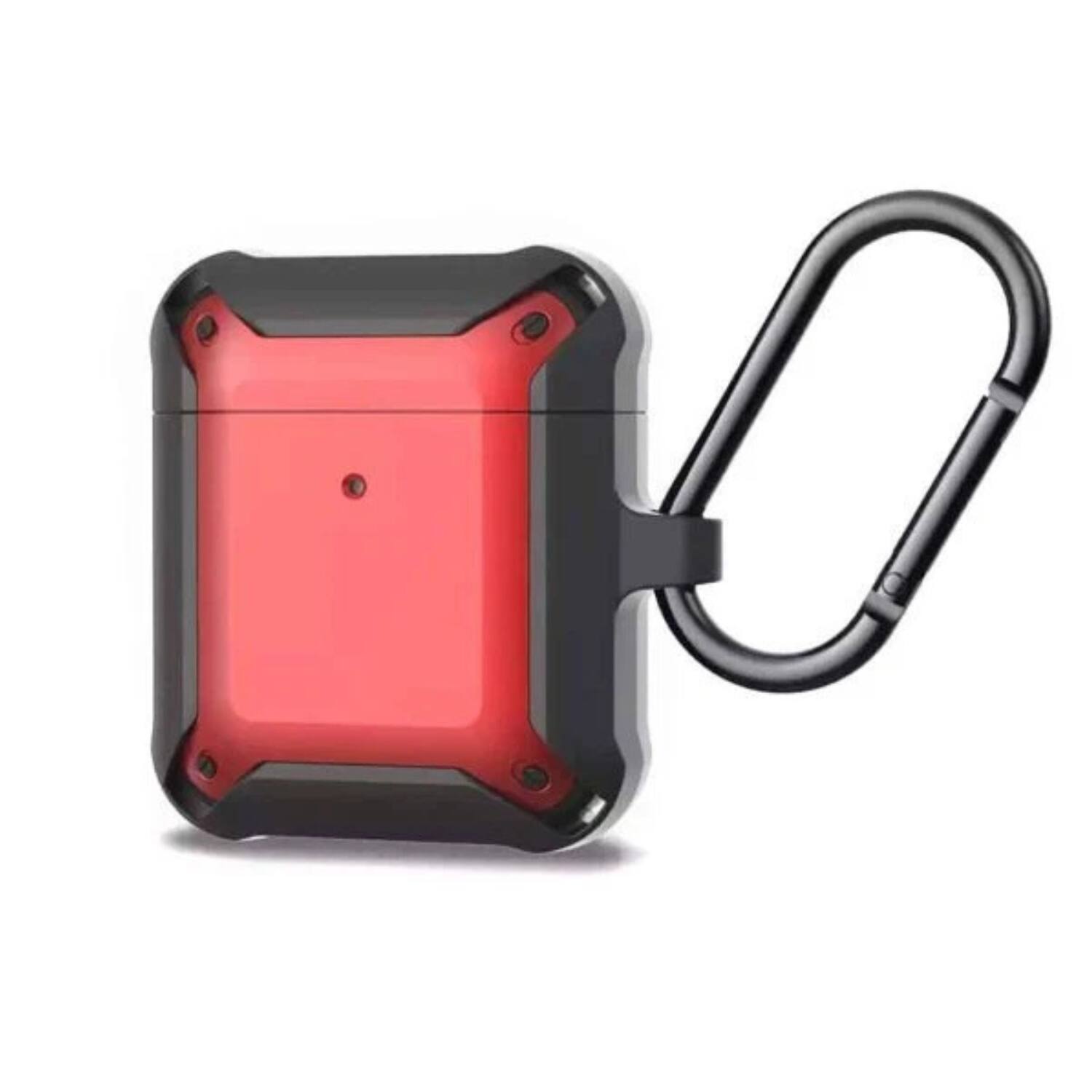 Front. Home Collection - Shockproof AirPods Case Cover with Keychain - AirPods 1st / AirPods 2nd Black+Red.