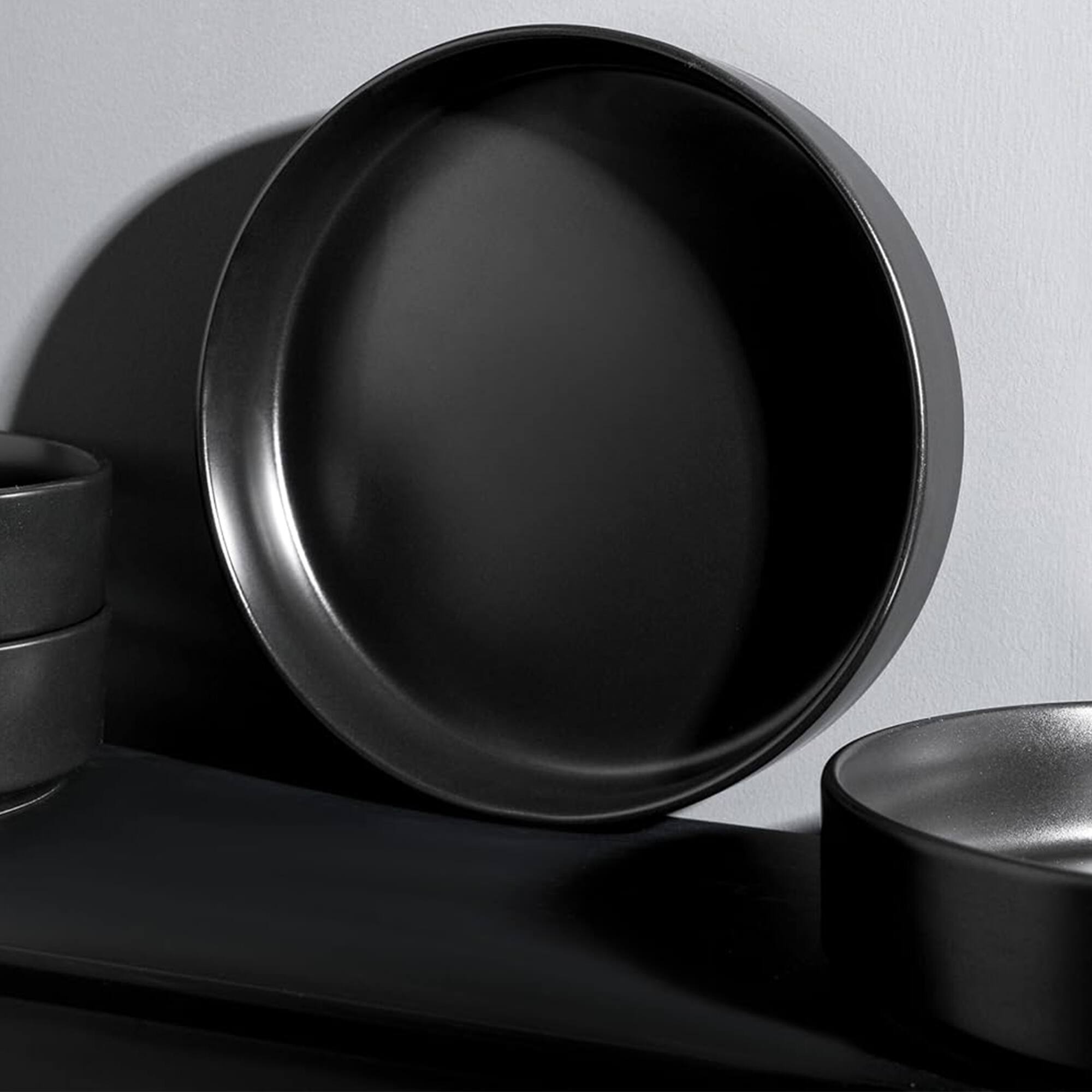 Alt View 2. Stone Lain - Stone Lain Celina Stoneware 4 Piece Pasta Bowl Set, Home Kitchen Utensils, Black - Black.