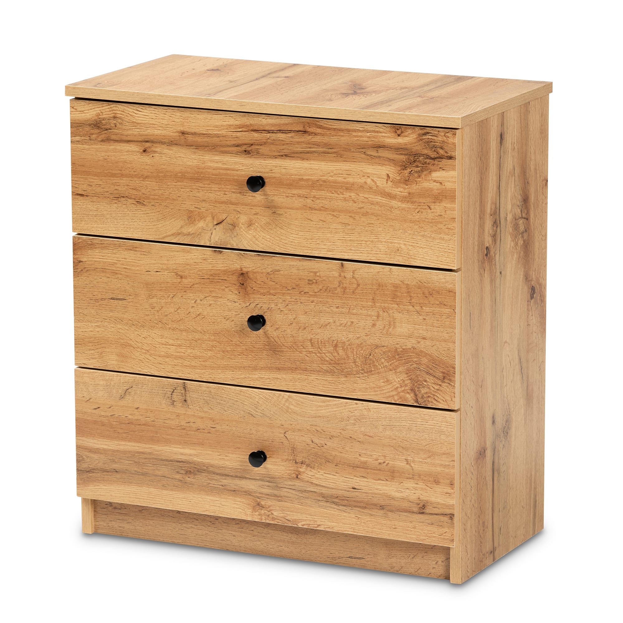 Baxton Studio - Decon Modern and Contemporary Finished Wood 3-Drawer Storage Chest - Oak Brown