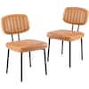 Front. Bestier - Dining Chairs, Mid-Century Modern Upholstered Kitchen & Dining Room Accent Chairs with Faux Leather Cushion Seat - Brown.