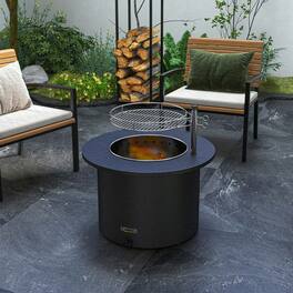 Resenkos - 2-in-1 Stainless Steel Smokeless Firepit, Stove with Poker and Ash Tray for Outdoor, Black