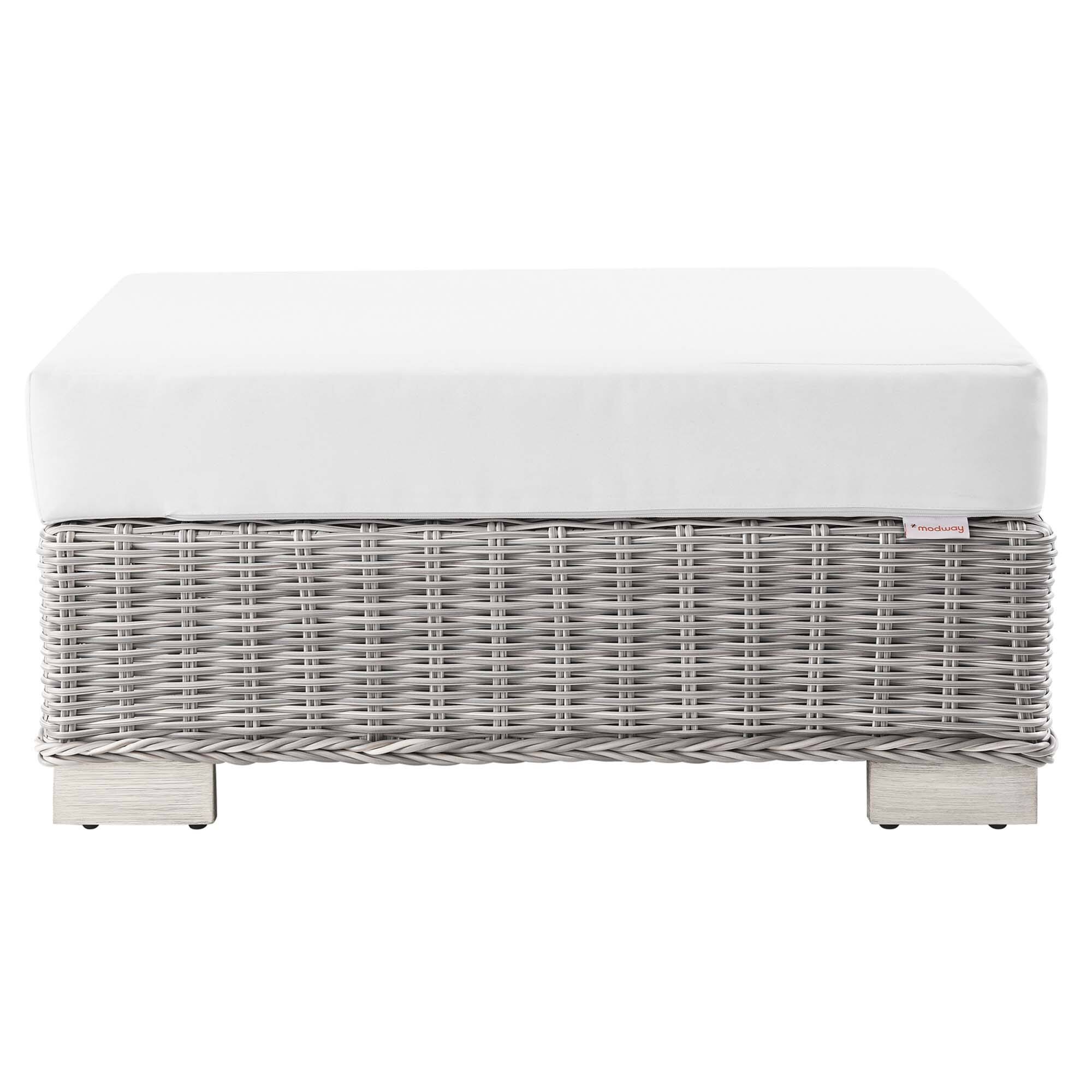 Alt View 2. Modway - Conway Outdoor Patio Wicker Rattan Ottoman by Modway - Light Gray White.
