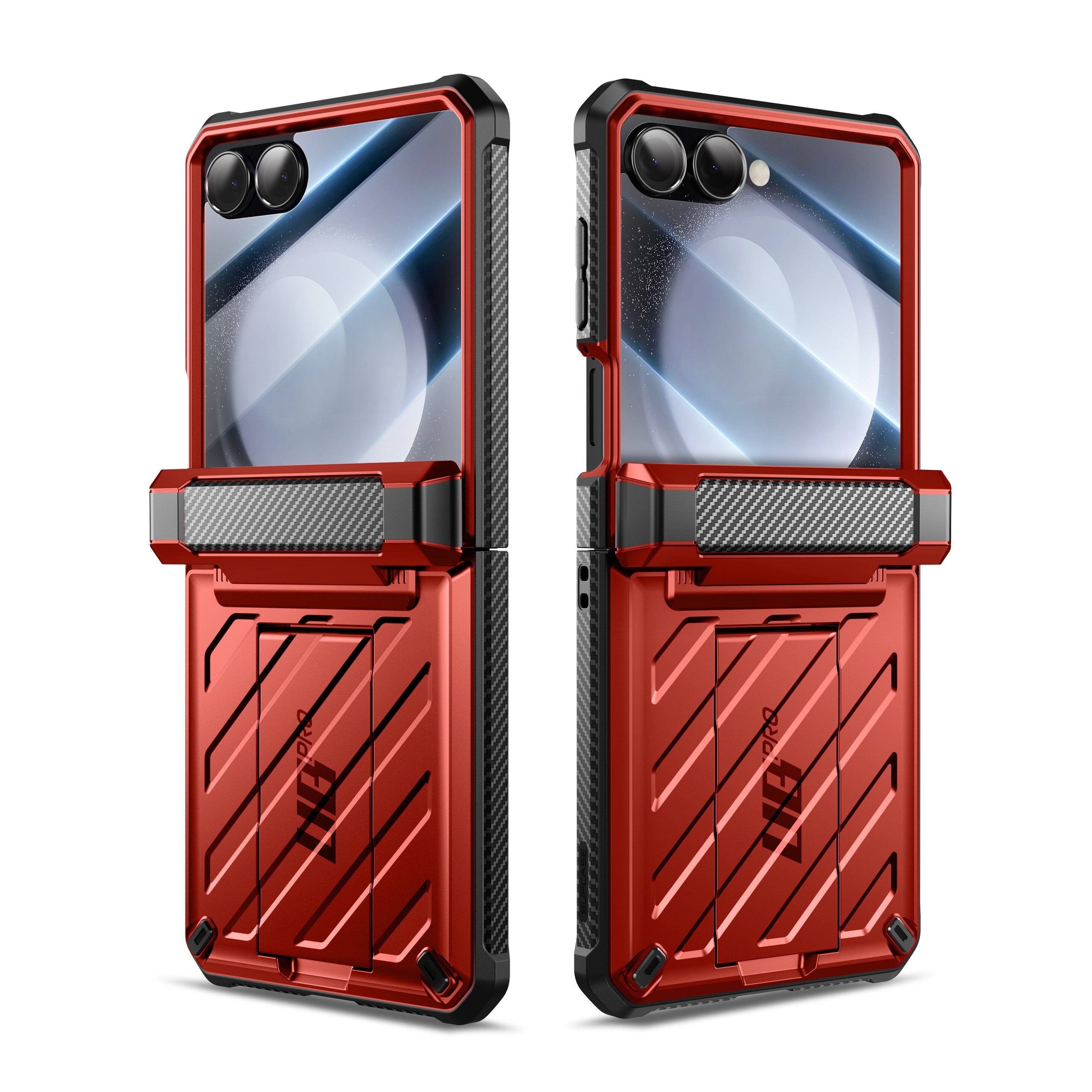 Alt View 1. SUPCASE - Galaxy Z Flip7 Unicorn Beetle PRO Rugged Case with Belt Clip-Metallic Red - Metallic Red.