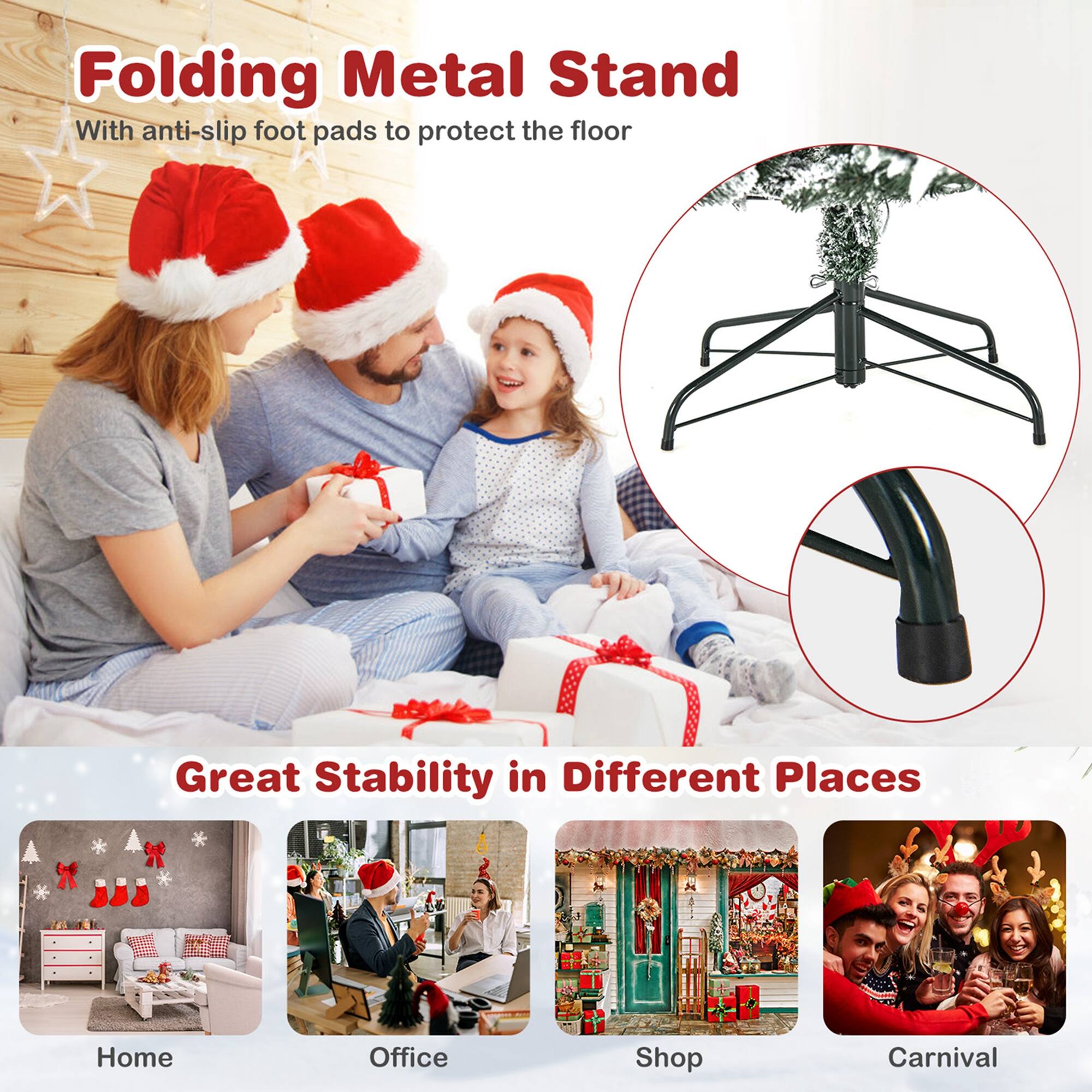 Folding Metal Stand With anti-slip foot pads to protect the floor Great Stability in Different Places Home Office Shop Carnival