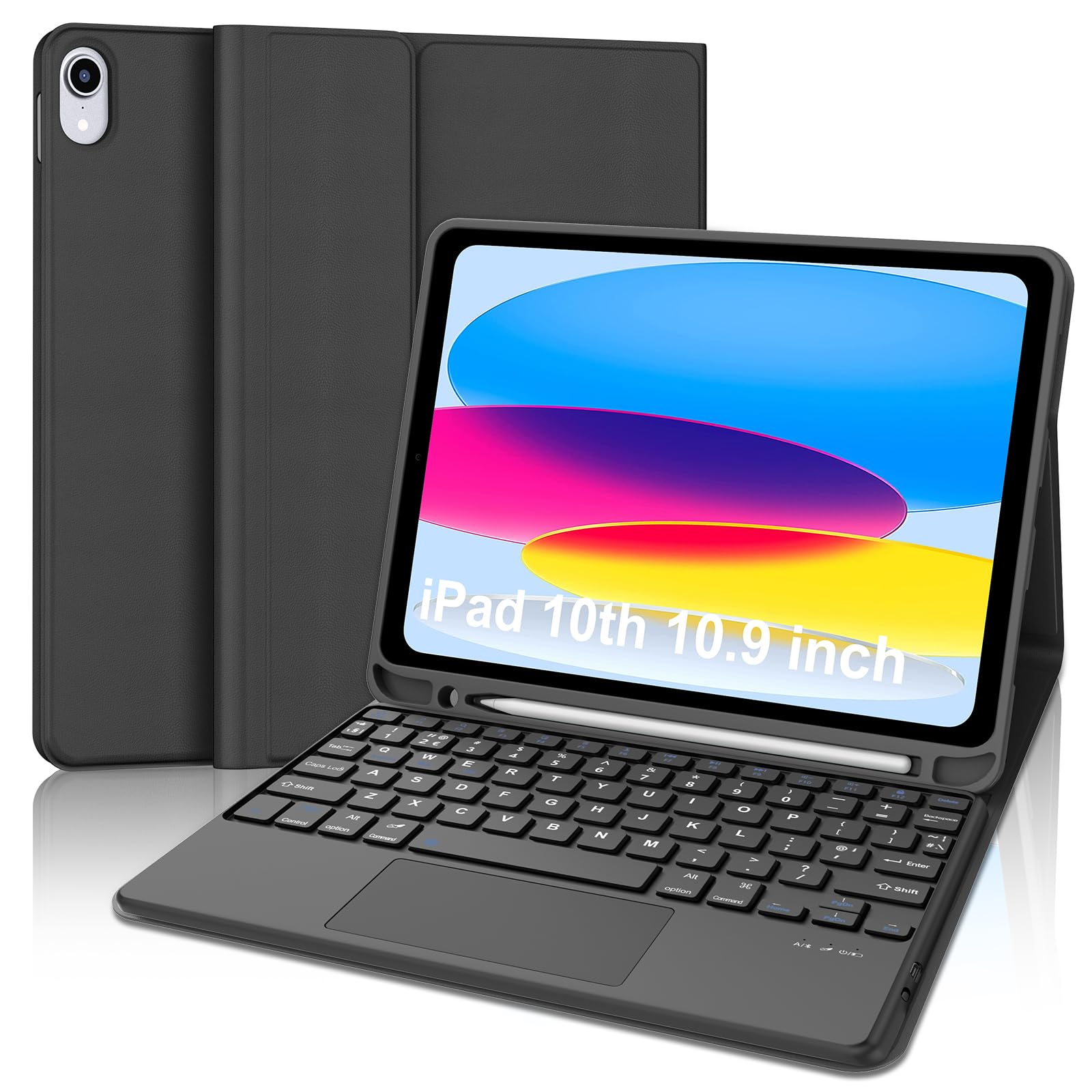 Pacoar Cade - Touchpad Case For Ipad (a16) 11th Gen 2025/ipad 10th 2022 - Multi-touch Trackpad Detachable Backlit Touch Slim Folio - Black