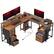 Front. Homcom - Reversible L Shaped Computer Desk, Corner Desk with File Drawer, Power Outlets and LED Lights - Rustic Brown.