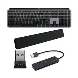 Logitech - MX Keys Advanced Illuminated Wireless Keyboard for Mac with Accessories - Black