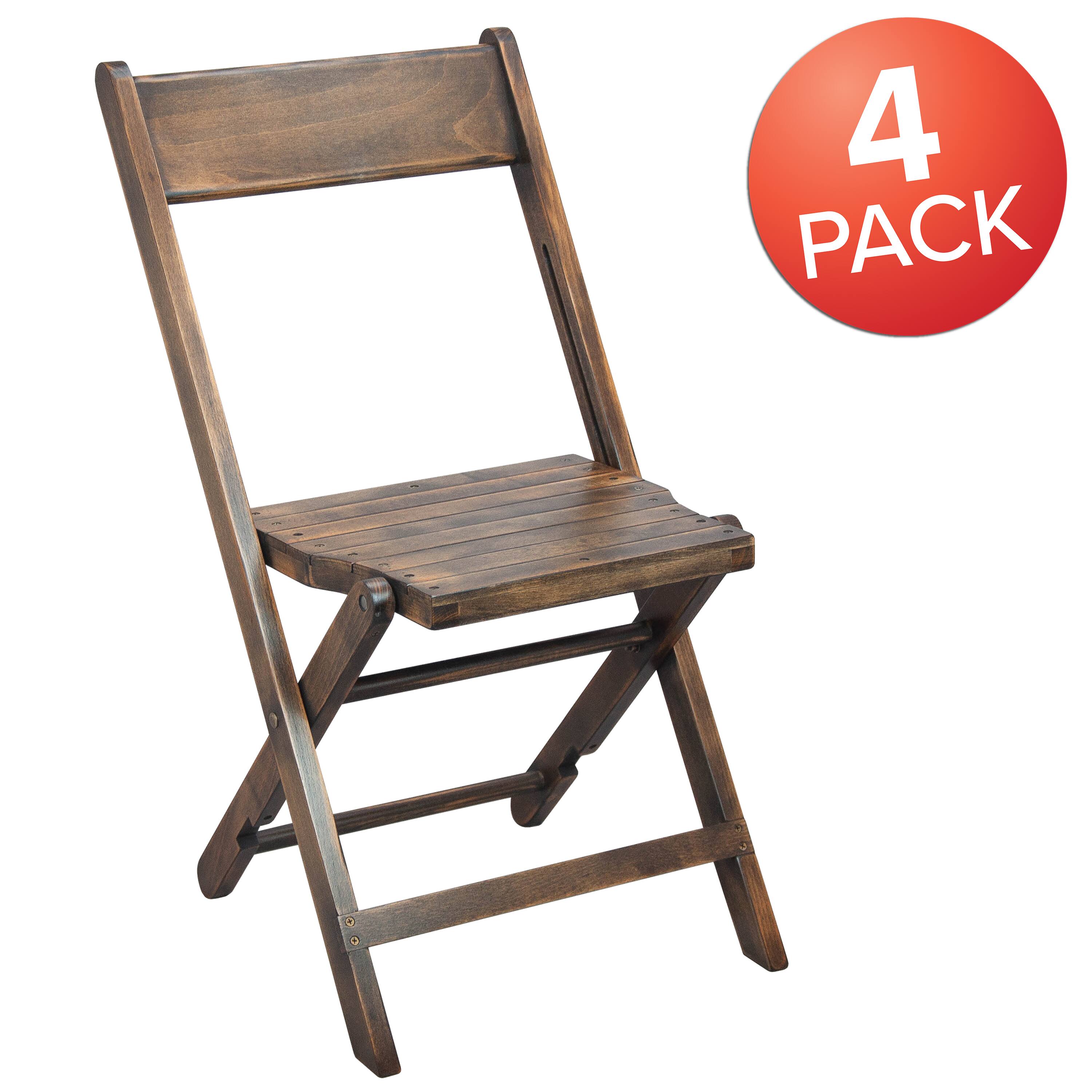 Alt View 1. Emma + Oliver - Slatted Wood Folding Wedding Chair - Event Chair, Set of 4 - Antique Black.