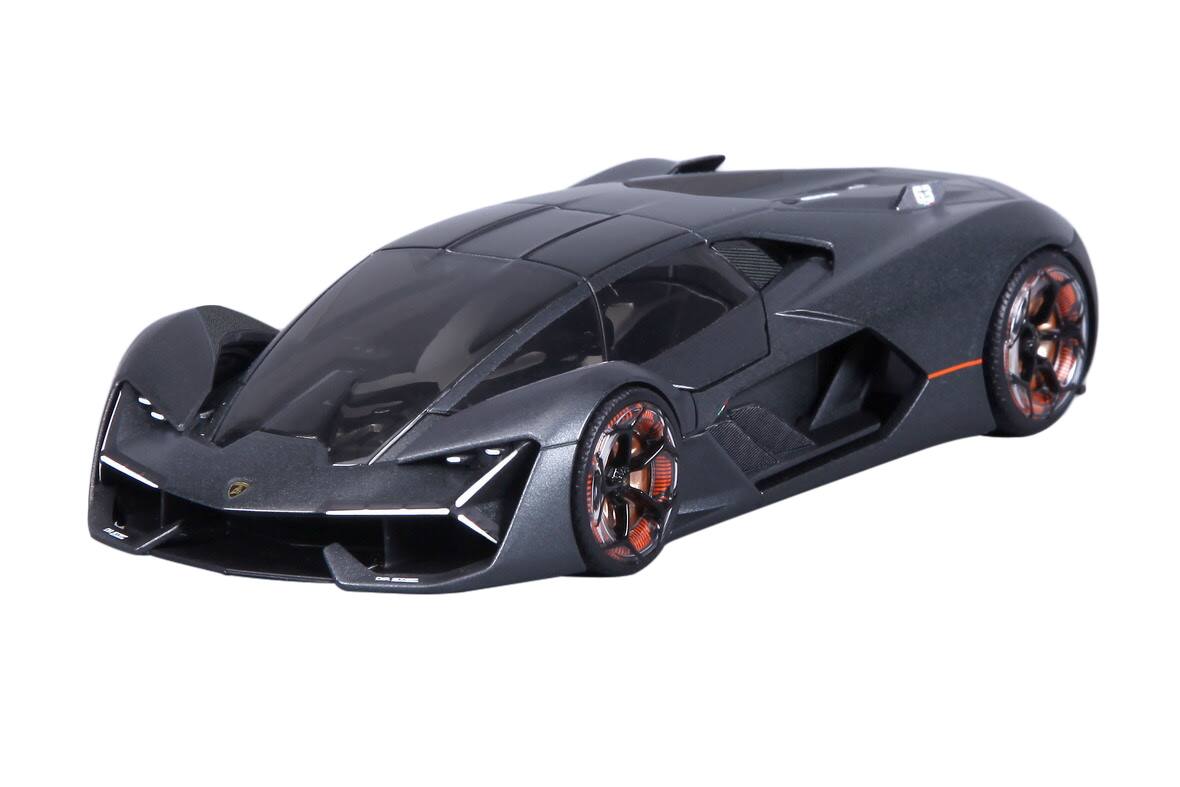 Alt View 1. Bburago - Lamborghini Terzo Millennio Dark Gray Metallic with Black Top and Carbon Accents 1/24 Diecast Model Car by Bburago.