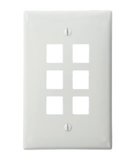 Leviton - QuickPort Midsize Wallplate, Single Gang, 6-Port, 41091-6WN - White