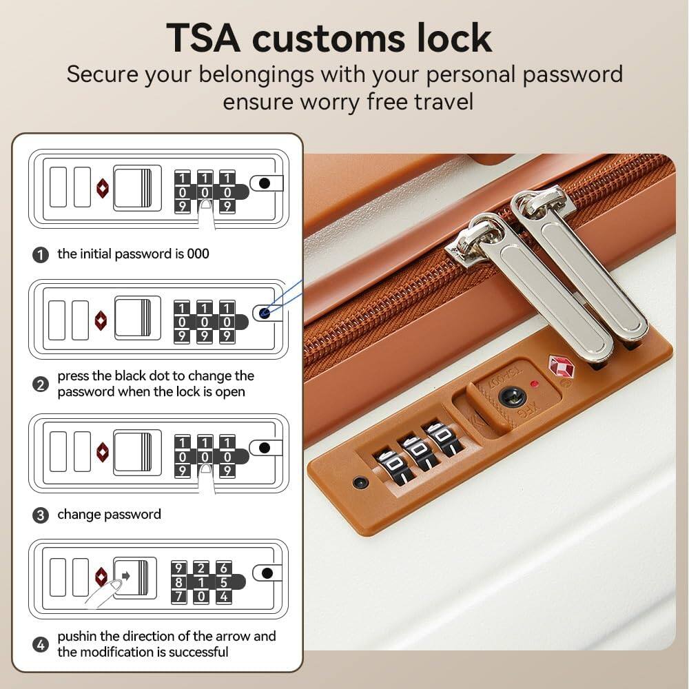 TSA customs lock  
Secure your belongings with your personal password ensure worry free travel  

1. the initial password is 000  
2. press the black dot to change the password when the lock is open  
3. change password  
4. push in the direction of the arrow and the modification is successful