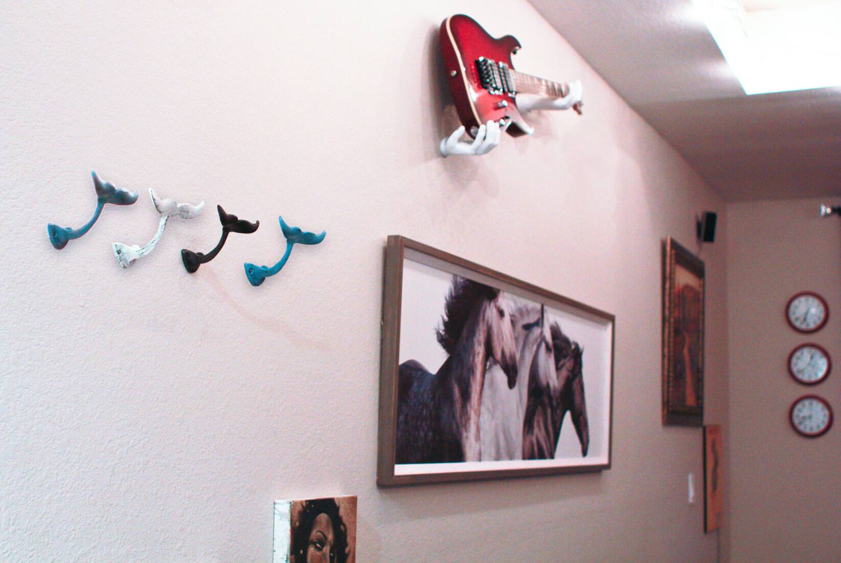 Alt View 1. Zeckos - Colorful Cast Iron Whale Tail Wall Hooks Set of 4 Nautical Décor - Multicolored.