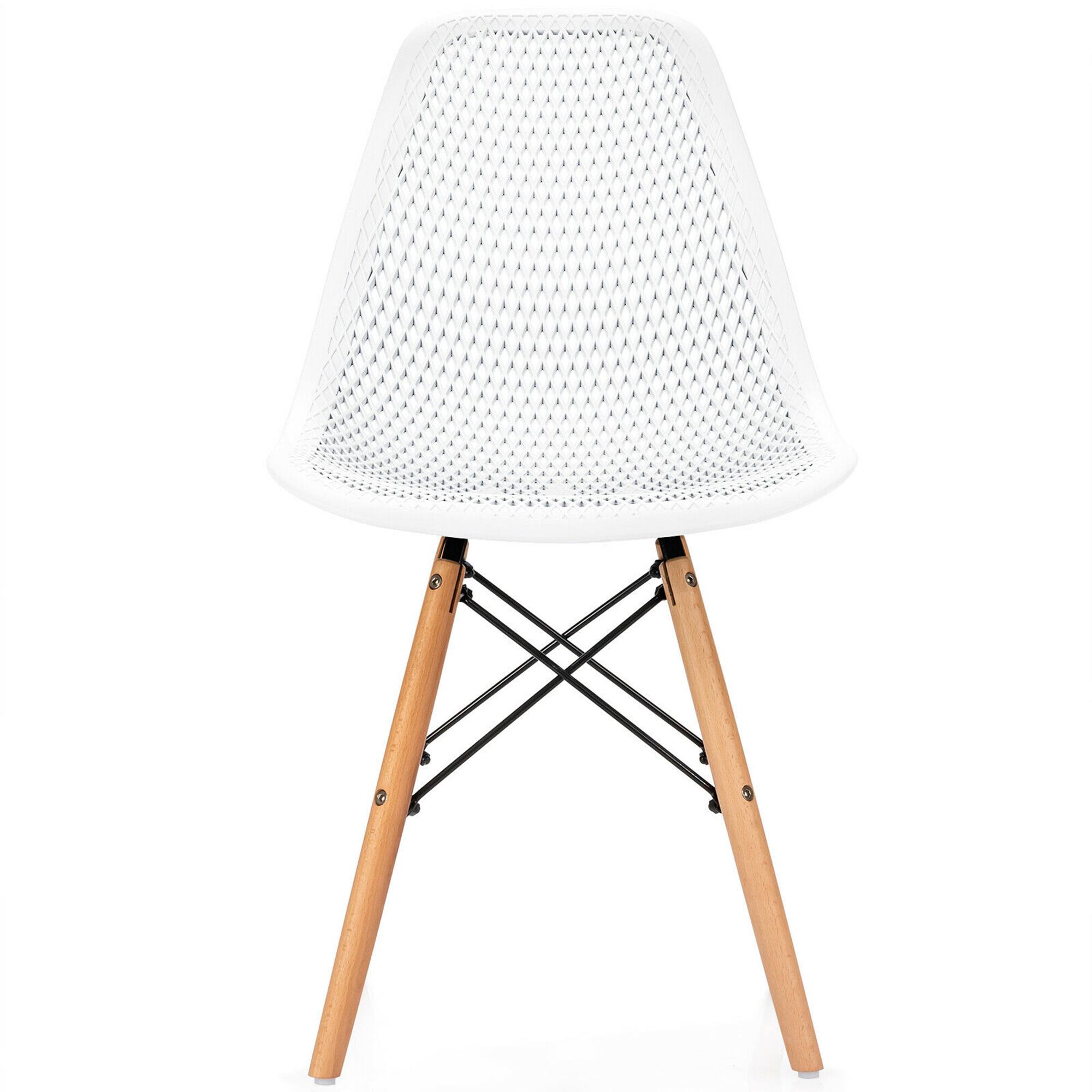 Alt View 5. Gymax - Gymax 2PCS Modern DSW Dining Chair Office Home w/ Mesh Design Wooden Legs White - White.