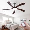 Front. Domanki - 60 Inch Ceiling Fans with Lights, 5 Reversible Blade Ceiling Fan with Light,n3-Color Light & Remote, 6-Speed DC Motor - Black.