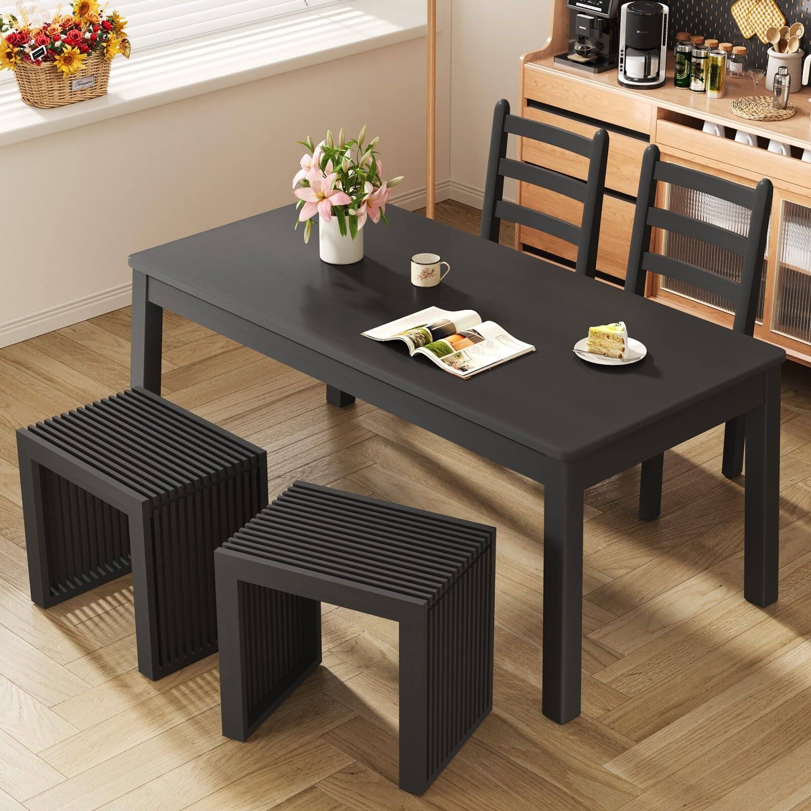 Alt View 1. Fabibe - Farmhouse Pine Bench Hercules Series Commercial Grade Rustic Solid - Mahogany.