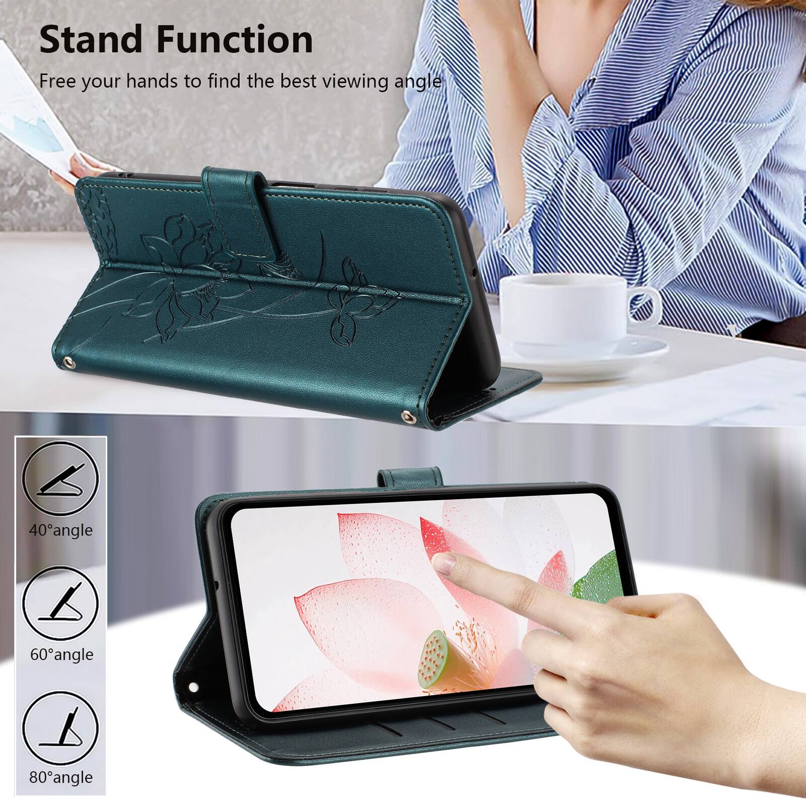Stand Function  
Free your hands to find the best viewing angle  
40° angle  
60° angle  
80° angle