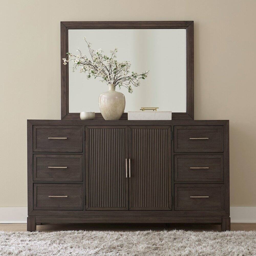Alt View 2. Liberty Furniture Industries - Modern Edge Landscape Mirror for Bedroom Dresser Mount - Caffe - Caffe Brown.