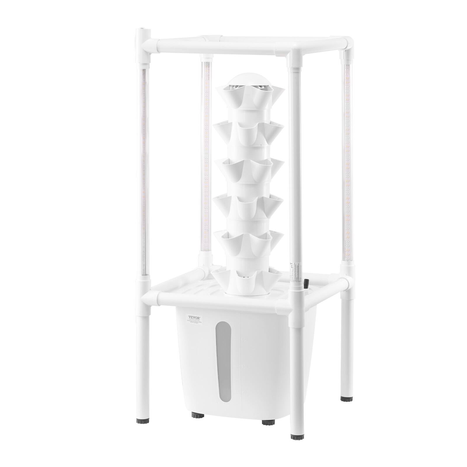 Alt View 5. VEVOR - Hydroponic Growing System with Grow Light,30 Pods Vertical 6 Tiers Hydroponic Tower,Home Hydronic Garden with Water Pump - White.