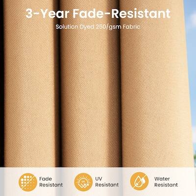 3-Year Fade-Resistant  
Solution Dyed 250 gsm Fabric  
Fade Resistant  
UV Resistant  
Water Resistant