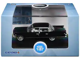 1961 Cadillac Sedan DeVille Ebony Black with White Interior 1/87 (HO) Scale Diecast Model Car by Oxford Diecast - Black And White
