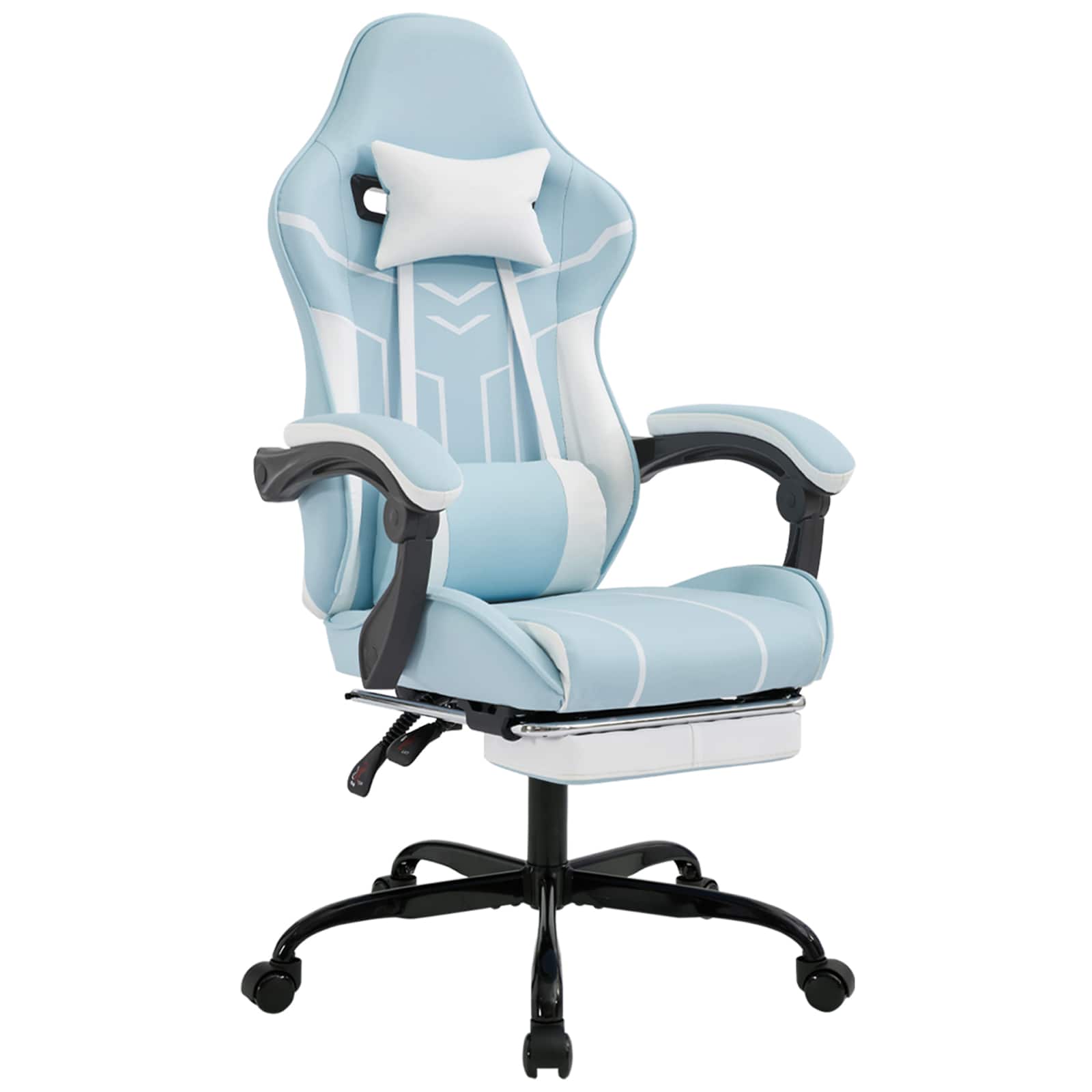 LUCKY ONE - Multi-Functional Leather Gaming/Office Chair - Blue/White