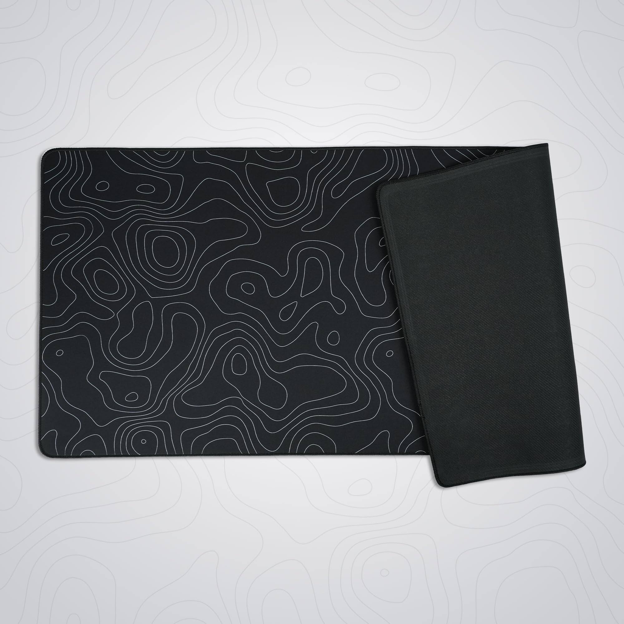 Alt View 1. Comfort Essence - Black Xxl Gaming Mousepad Topographic Map Desk Matstitched Edgeswaterproof Comfortable With Non-slip Rubber - White Topograph.