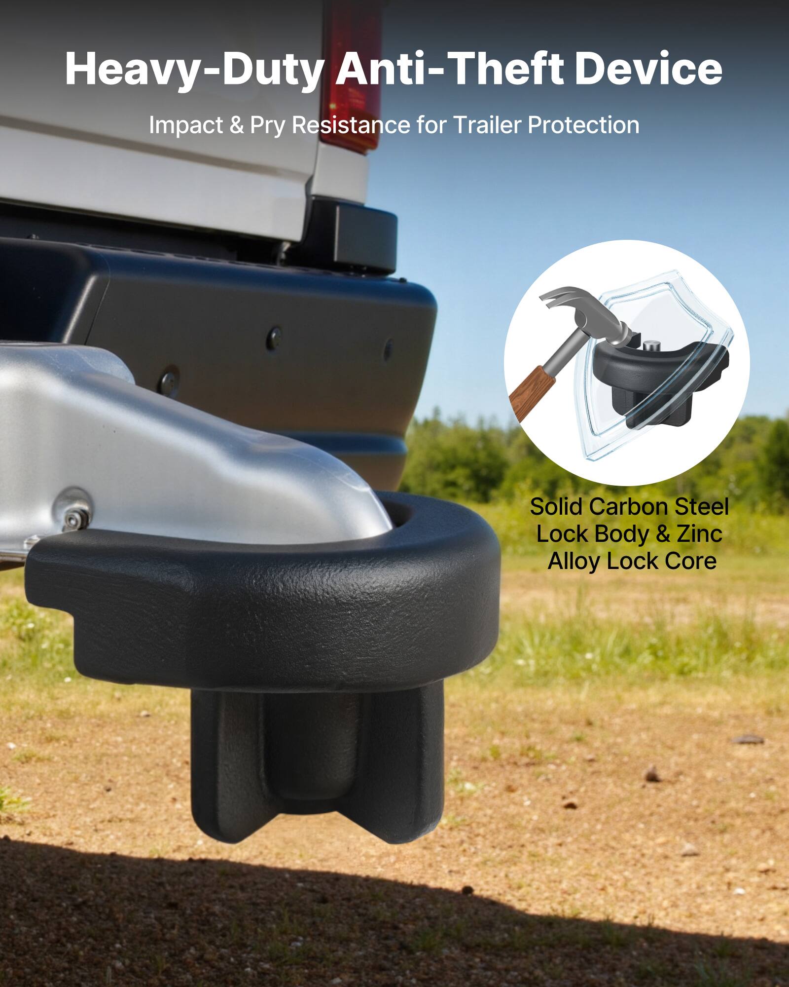 Heavy-Duty Anti-Theft Device  
Impact & Pry Resistance for Trailer Protection  

Solid Carbon Steel Lock Body & Zinc Alloy Lock Core