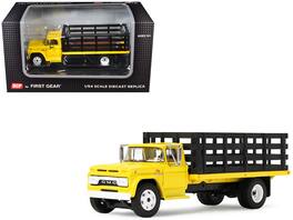 First Gear - GMC 4000 Stake Truck Bright Yellow 1/64 Diecast Model by DCP/First Gear
