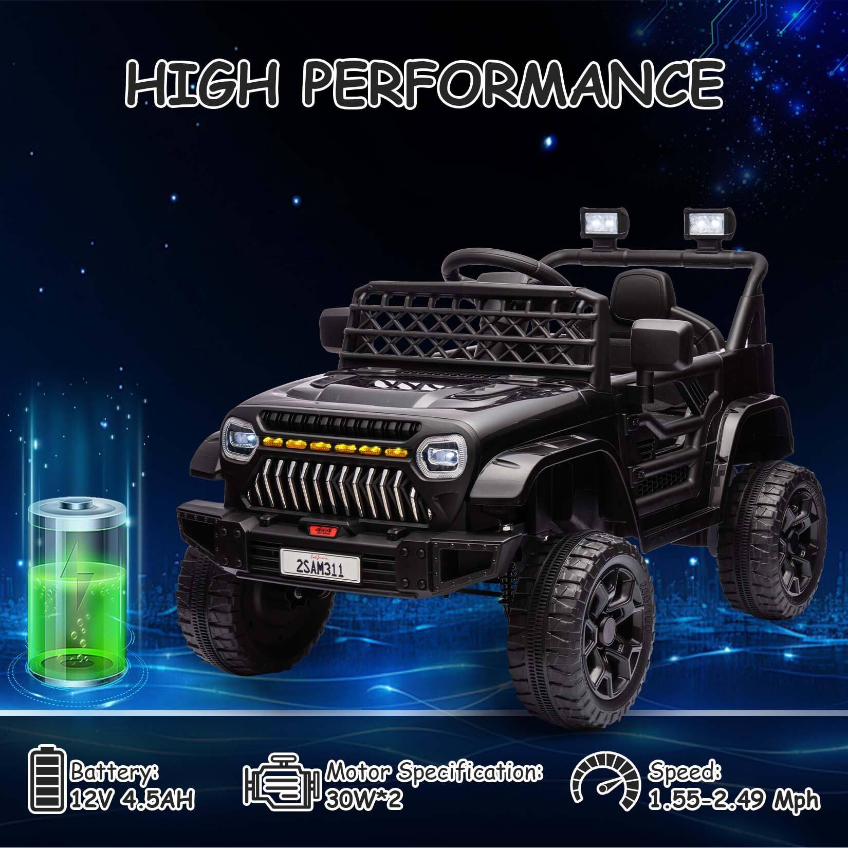 HIGH PERFORMANCE

Battery: 12V 4.5AH

Motor Specification: 30W*2

Speed: 1.55-2.49 Mph